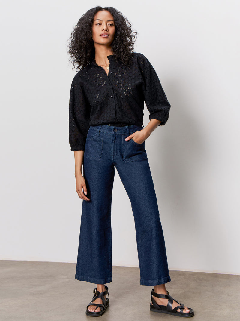 Petal Drop Blouse Black alt 5