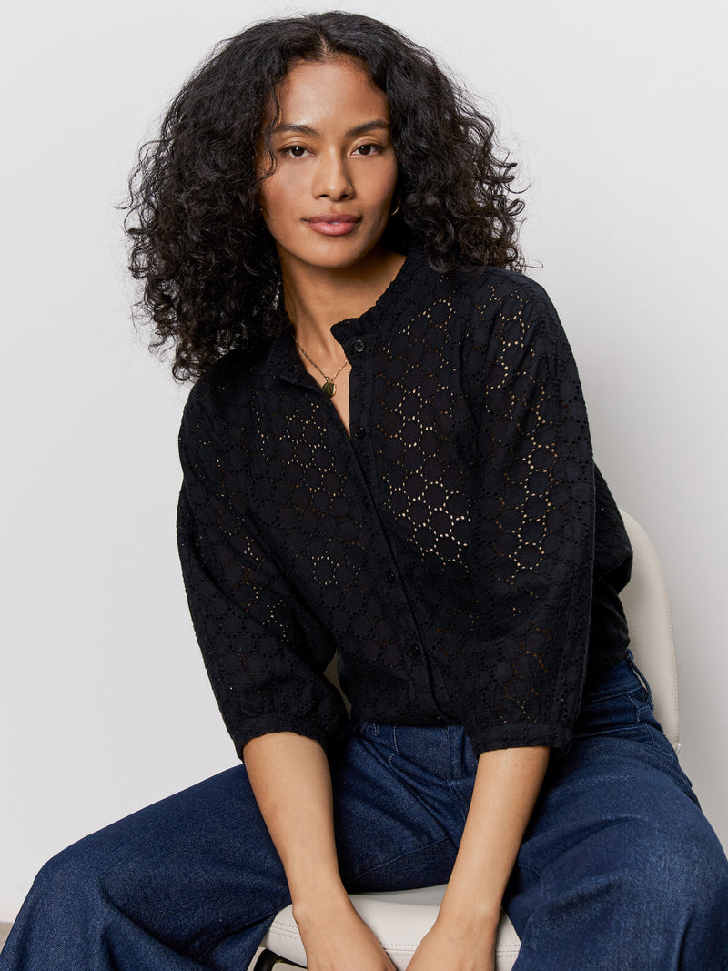 Petal Drop Blouse Black alt 4