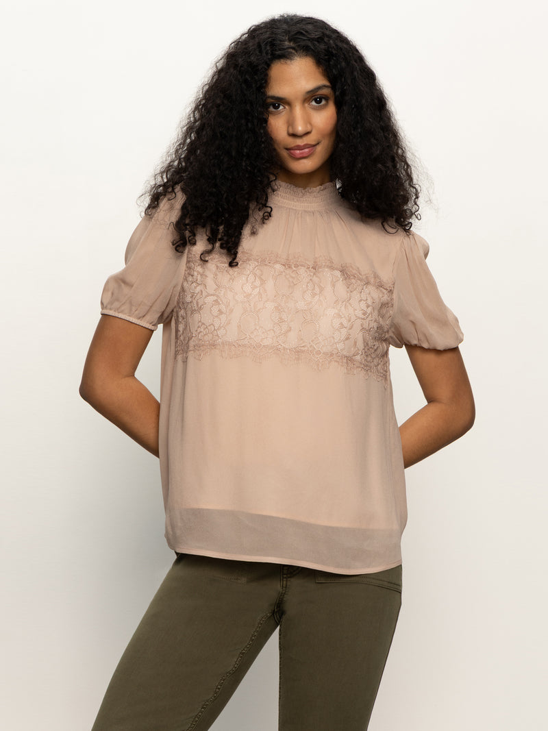 Sweet Romance Lace Top Fawn alt 1