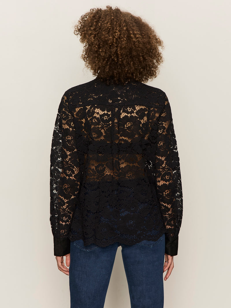 Serendipity Lace Tuxedo Shirt Black alt 3