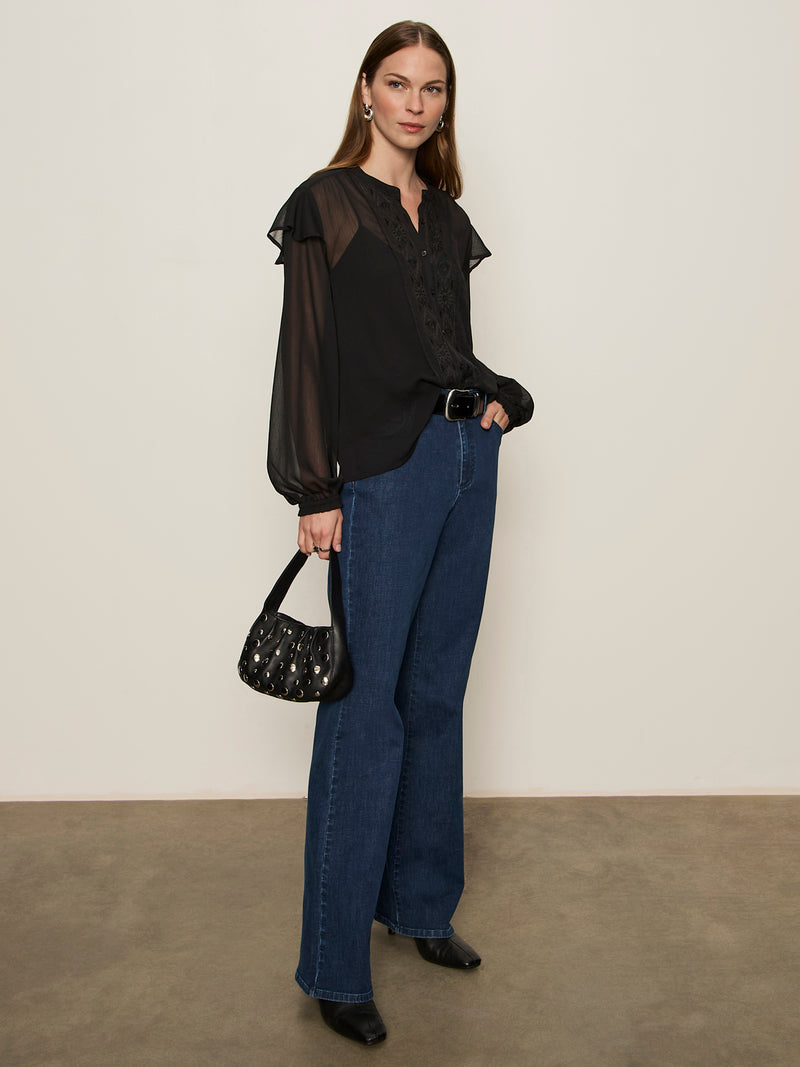 Nostalgia Embroidered Blouse Black alt 4