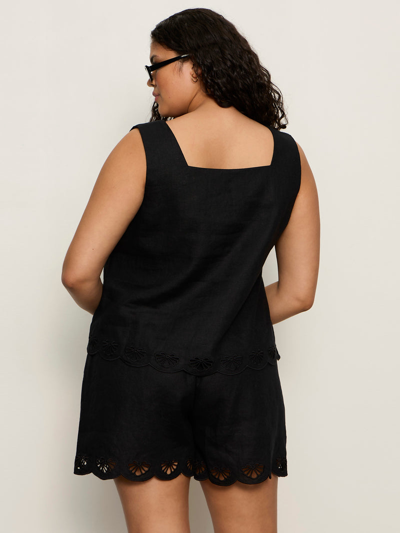 Almost There Linen Top Black Extended Sizing alt 1