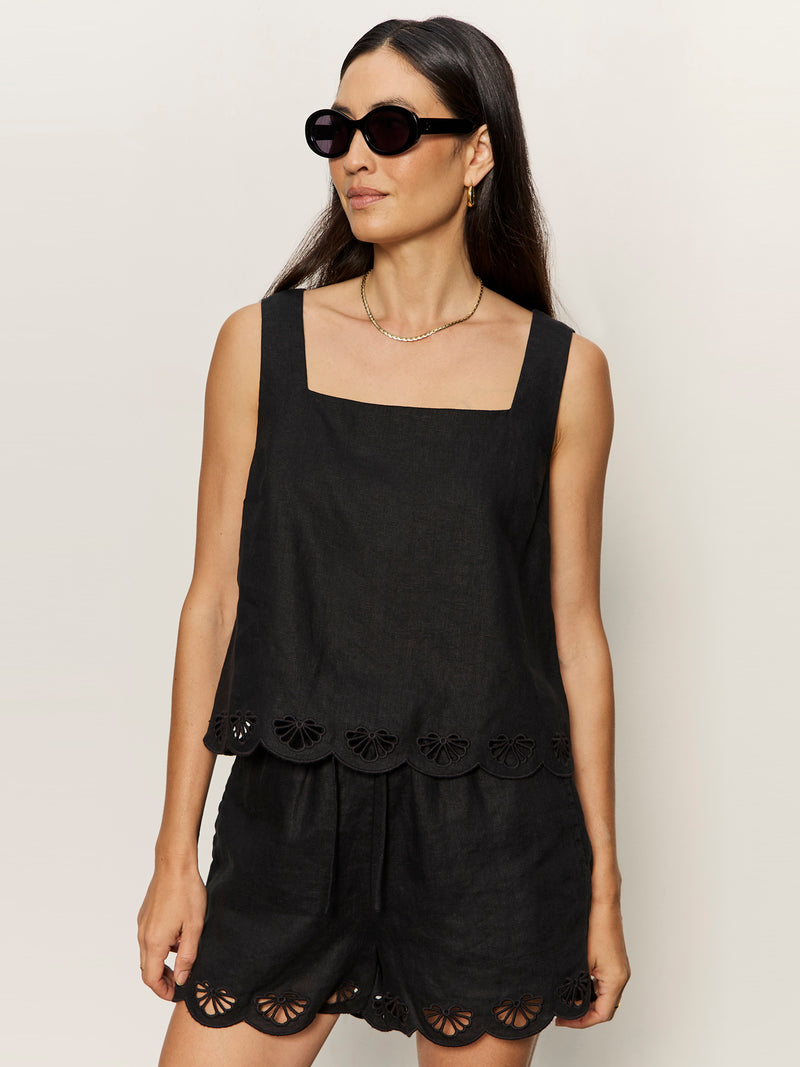 Almost There Linen Top Black