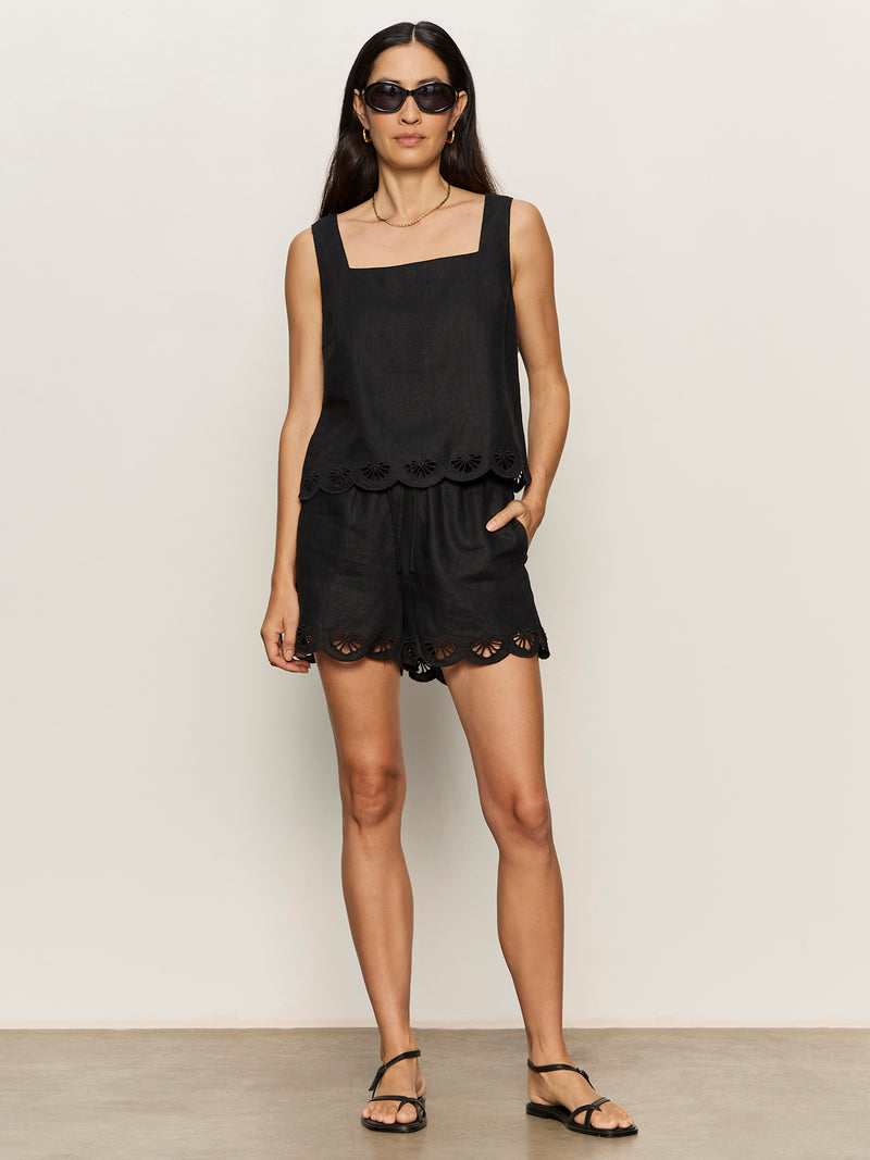 Almost There Linen Top Black alt 4