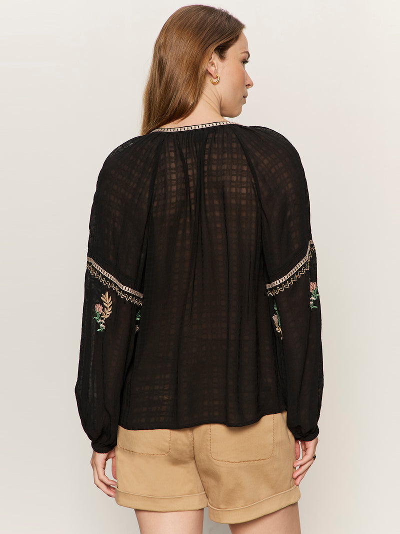 Raye Embroidered Blouse Black alt 1