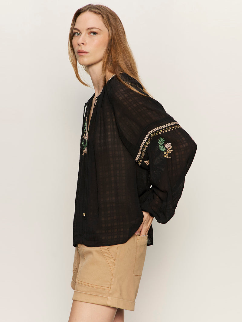 Raye Embroidered Blouse Black alt 2
