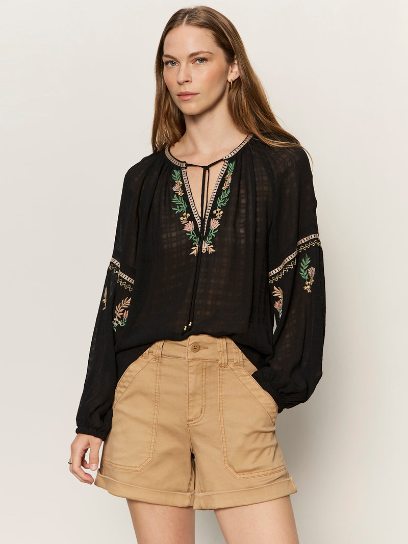 Raye Embroidered Blouse Black alt 5