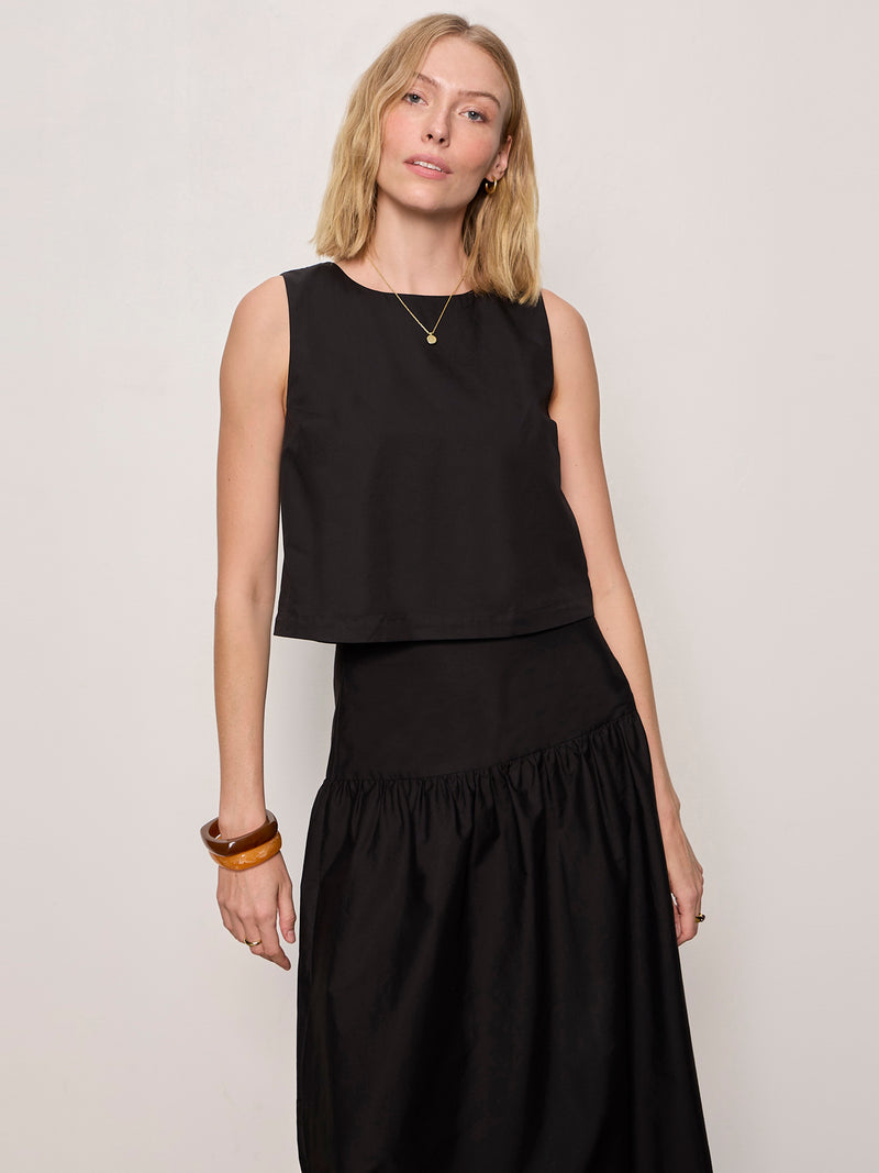 The Desired Summer Crop Shell Tank Black alt 1