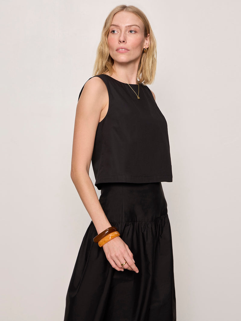 The Desired Summer Crop Shell Tank Black alt 3