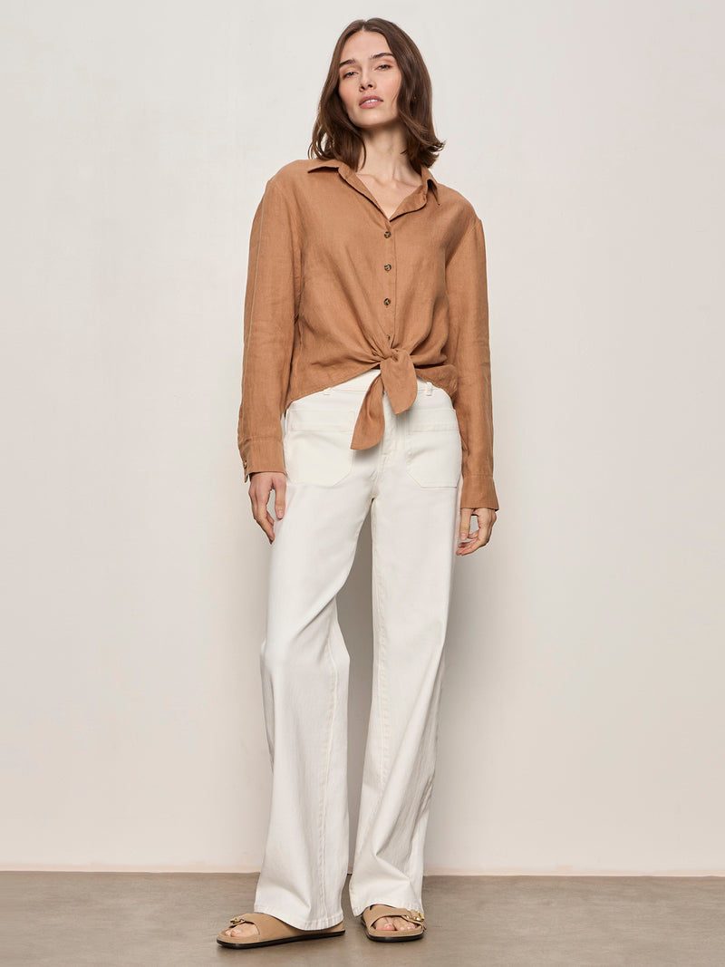 More Love Linen Tie Top Toasted Coconut alt 4