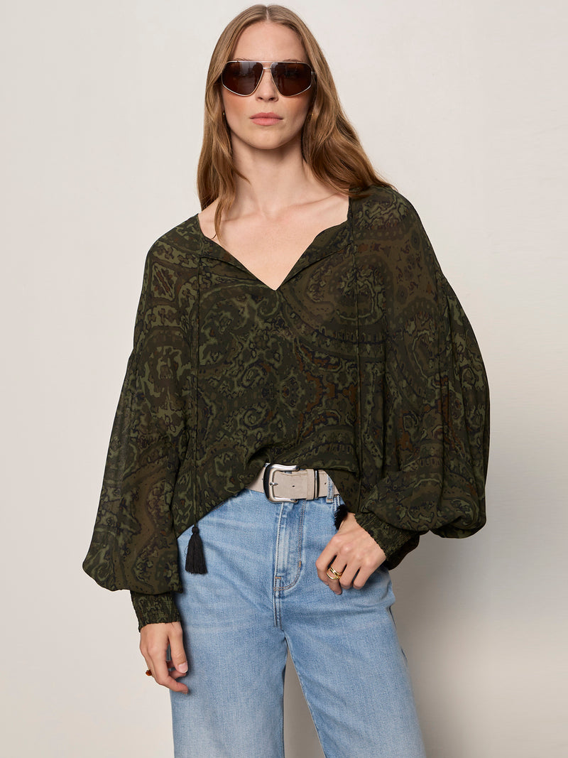 The Moment Volume Blouse Midnight Moss alt 2