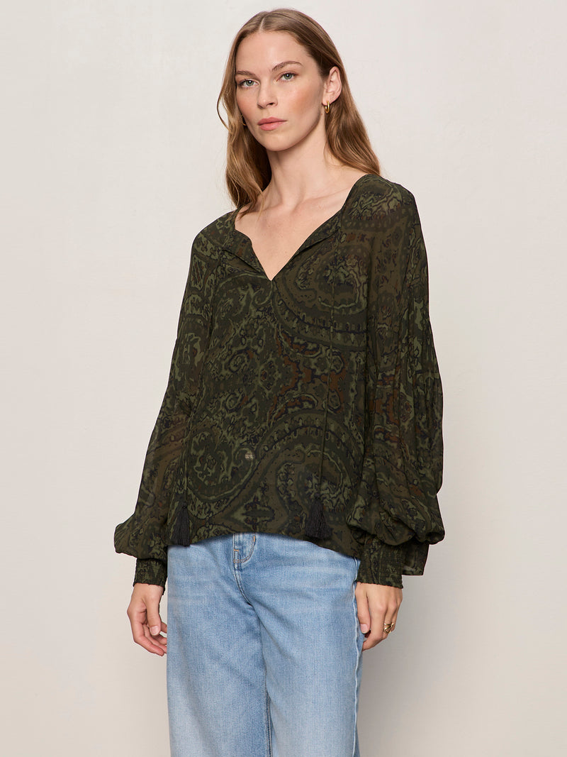 The Moment Volume Blouse Midnight Moss alt 3