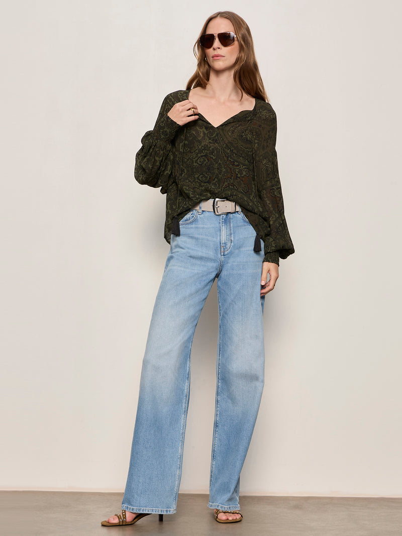 The Moment Volume Blouse Midnight Moss alt 4