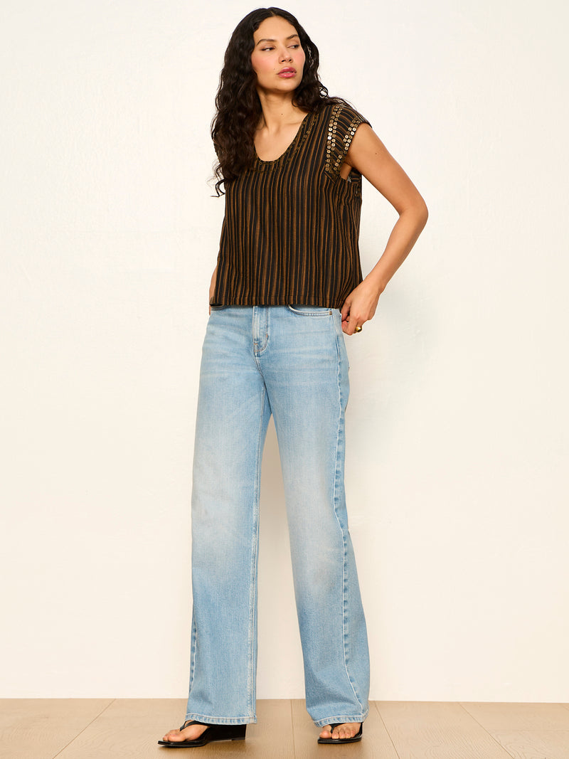 Outsider Embellished Shell Top Dark Cumin/Black Stripe alt 1