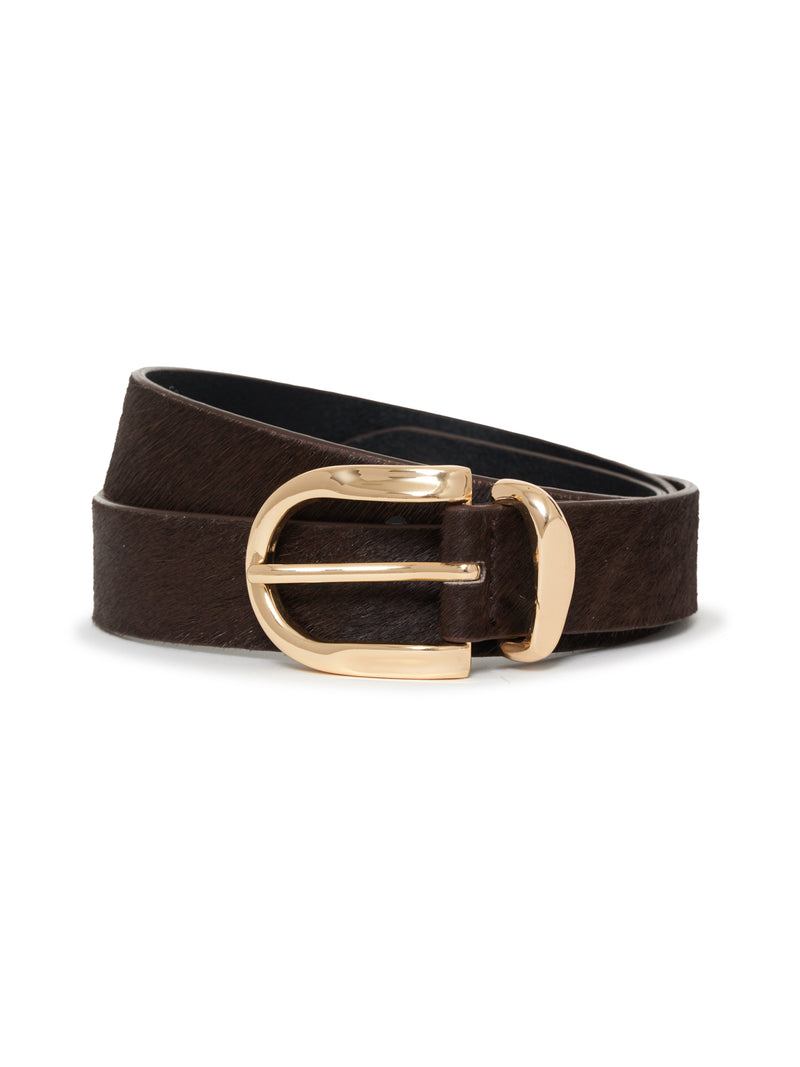 All Day Calf Hair Belt Choco Brown