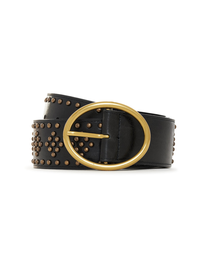 Super Wide Studded Belt Black