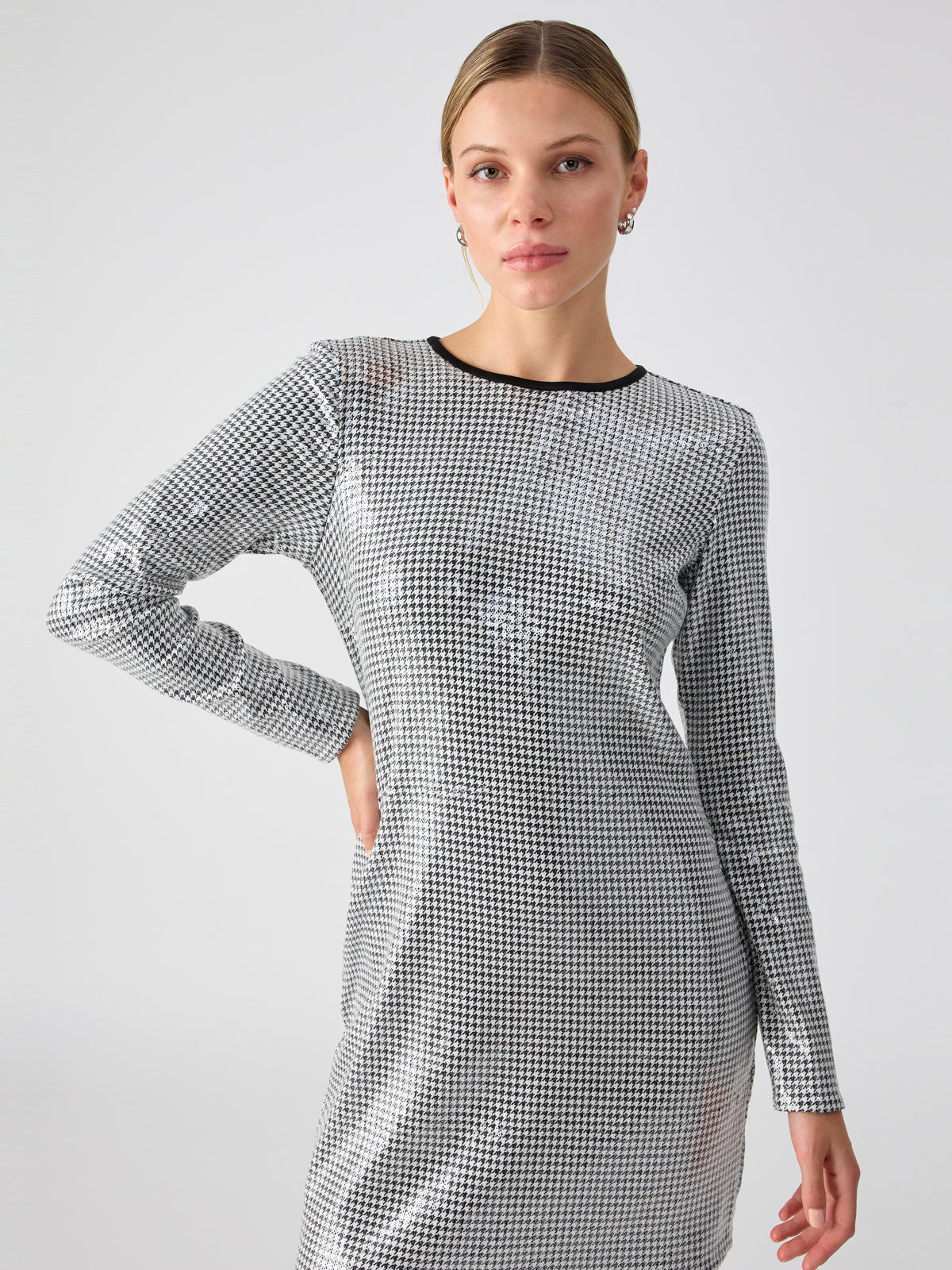 Dance Moves Sequin Dress Micro Houndstooth