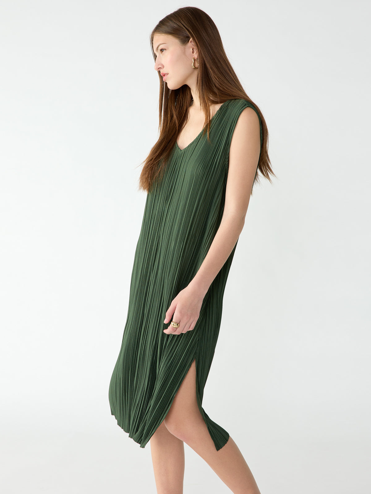 Plisse Column Dress Kombu Green