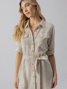 Pocket Shirt Dress Vineyard Stripe