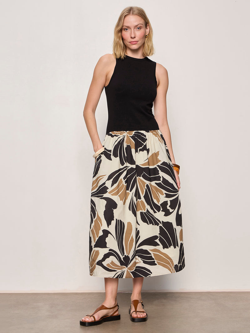 Sandbar Mix Media Midi Dress Lotus with Black alt 4