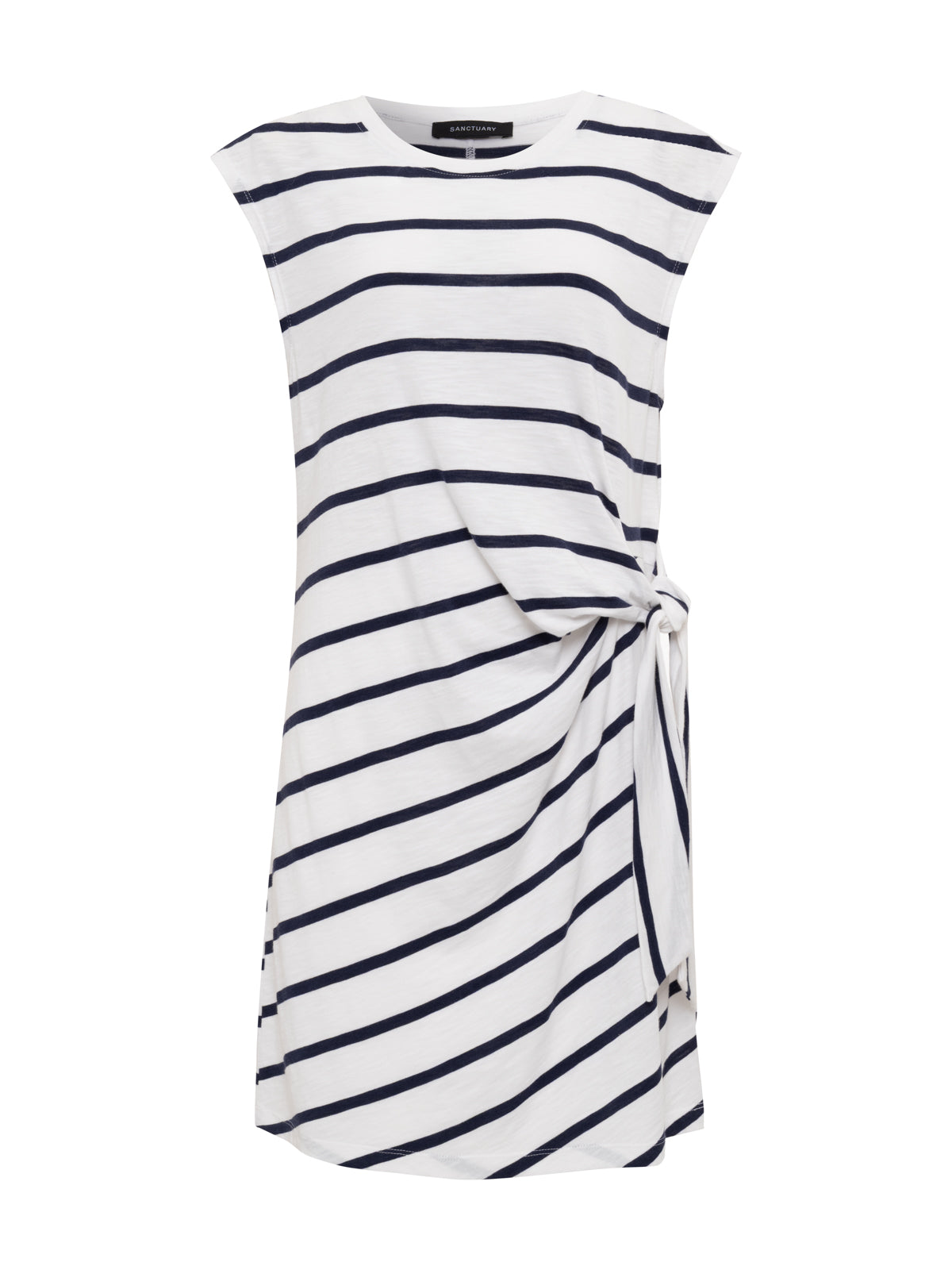 navy and white striped t shirt dress Striped Crew Neck Mini T-shirt Dress