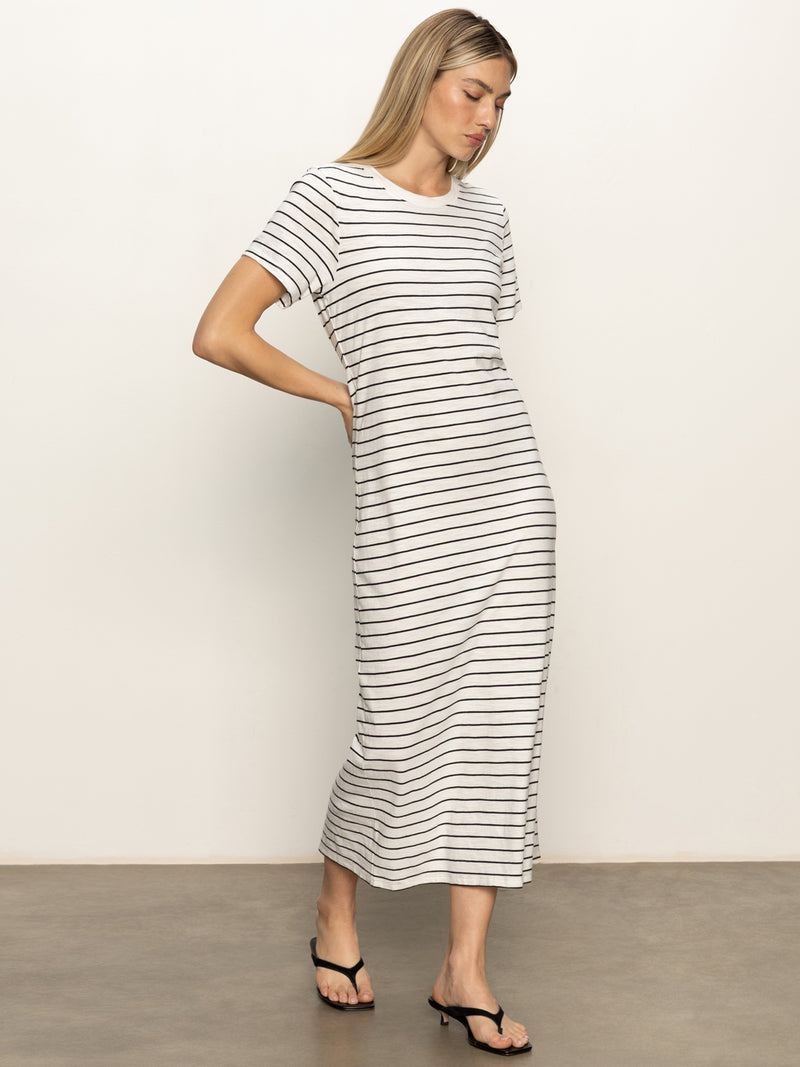 Perfect Tee Maxi Dress Chalk Black Stripe alt 4