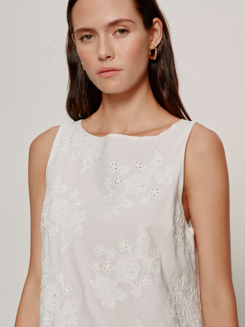 Garden Eyelet Bubble Dress White alt 3