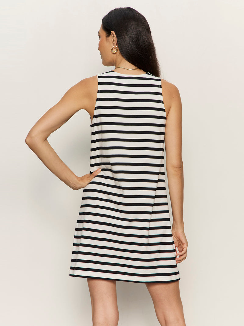 On The Yacht Shift Dress Chalk And Black Stripe alt 1