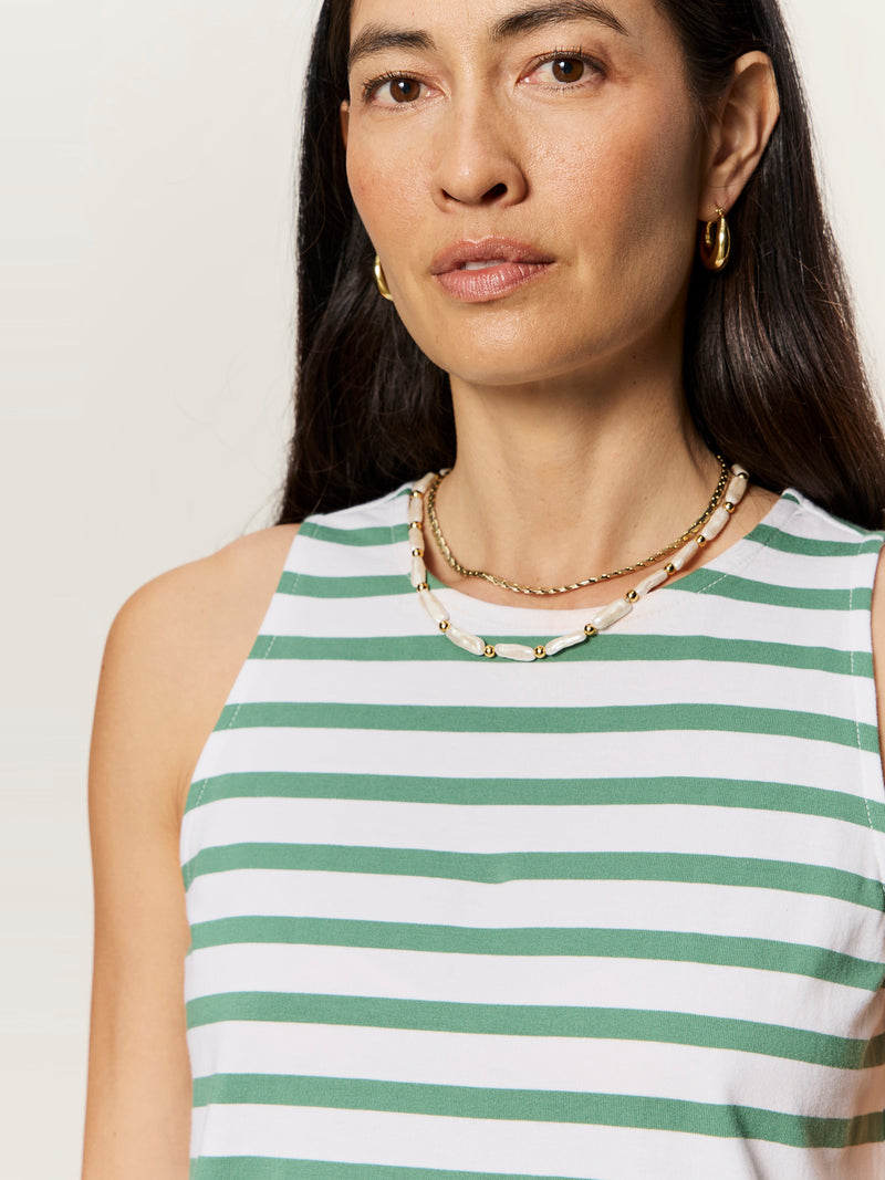 On The Yacht Shift Dress Green Juice / White Stripe alt 4