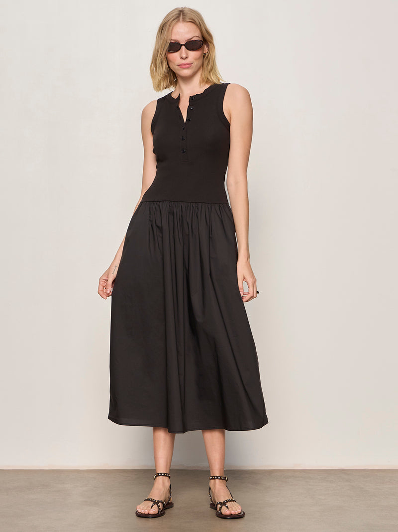Breakaway Mix Media Midi Dress Black alt 3