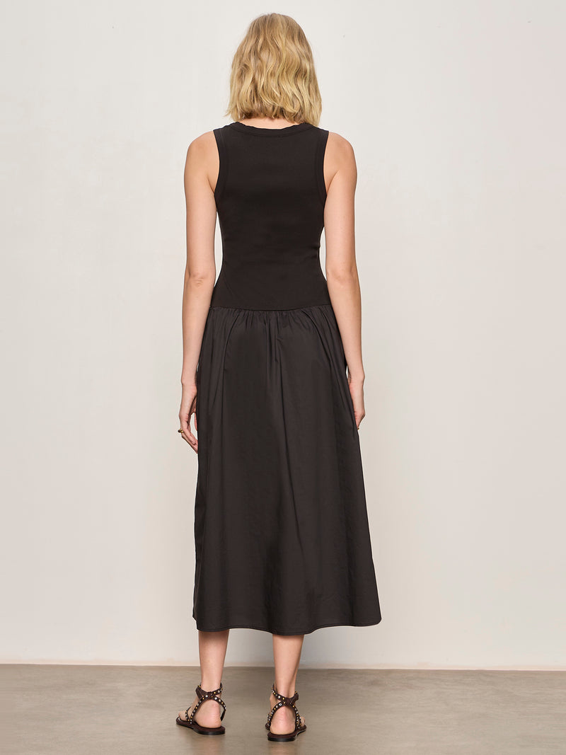 Breakaway Mix Media Midi Dress Black alt 1
