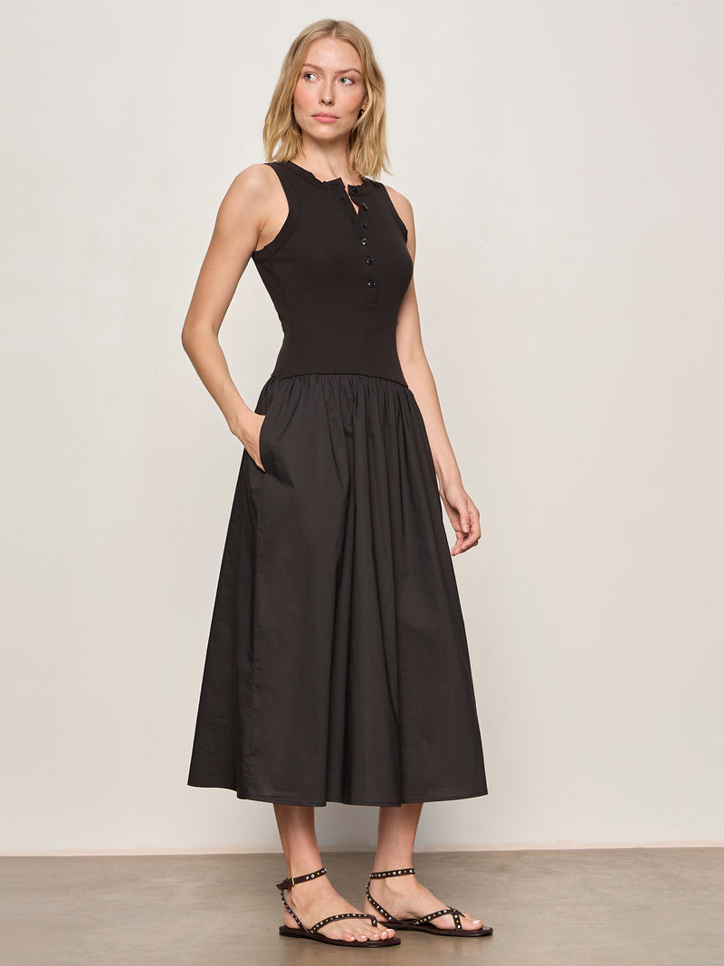 Breakaway Mix Media Midi Dress Black alt 2
