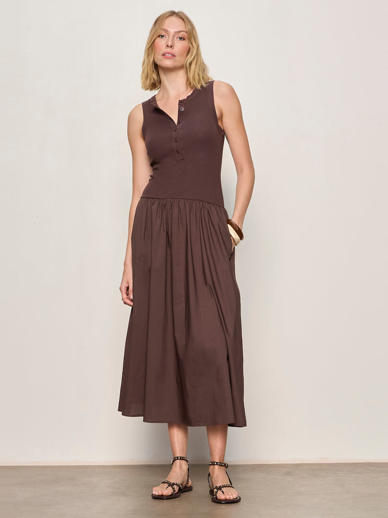 Breakaway Mix Media Midi Dress Rich Soil alt 4