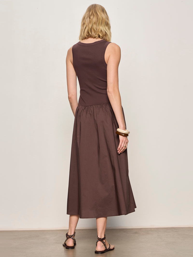 Breakaway Mix Media Midi Dress Rich Soil alt 1