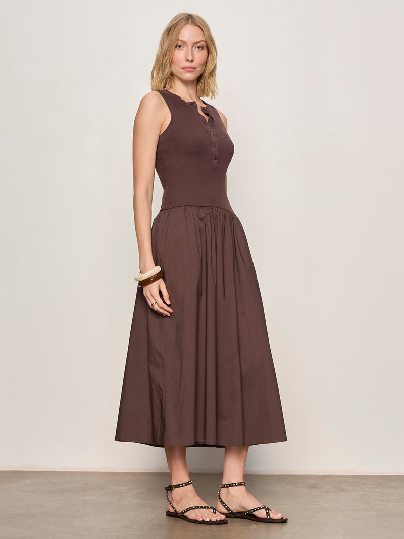 Breakaway Mix Media Midi Dress Rich Soil alt 2
