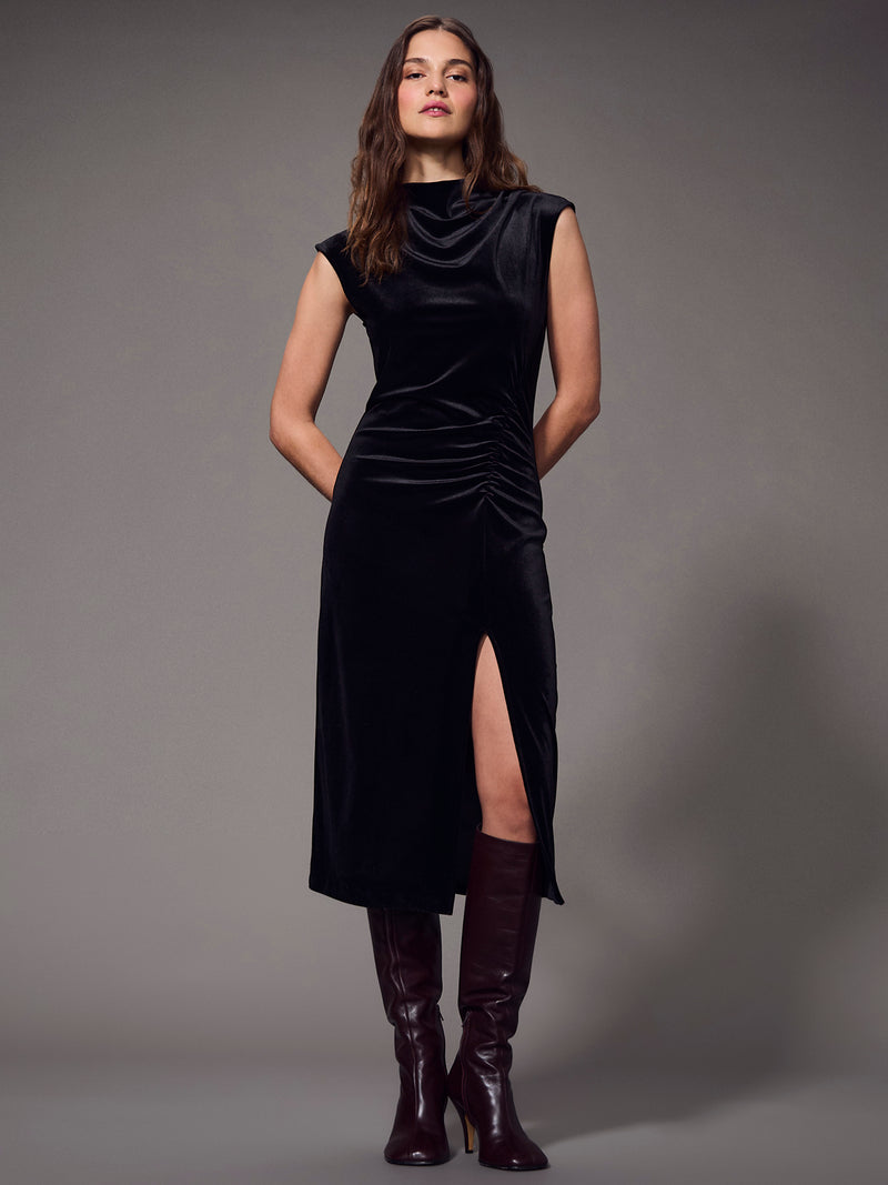 Modern Velvet Midi Dress Black alt 1