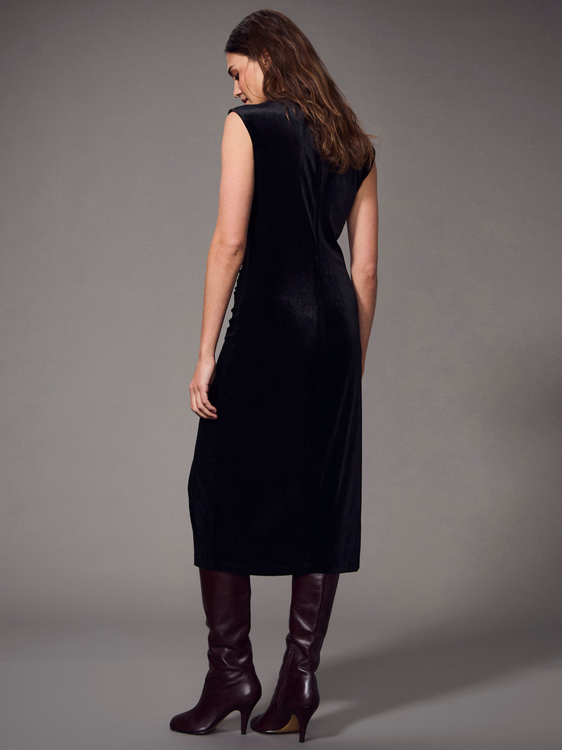 Modern Velvet Midi Dress Black alt 2