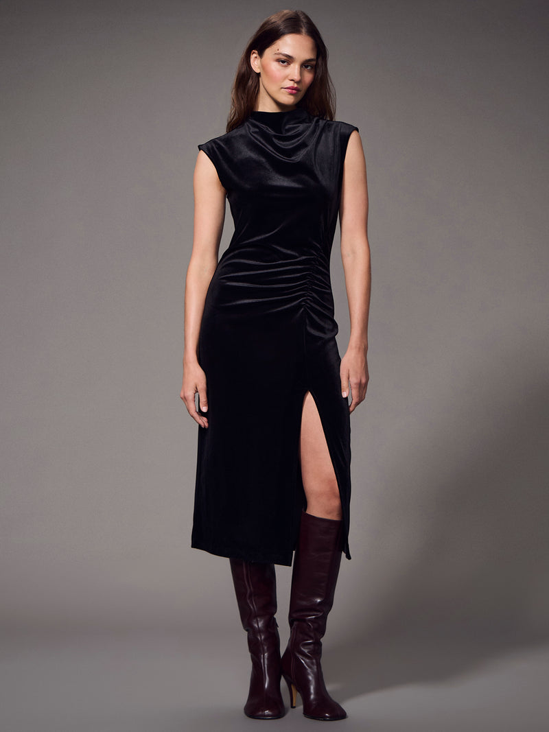 Modern Velvet Midi Dress Black alt 3