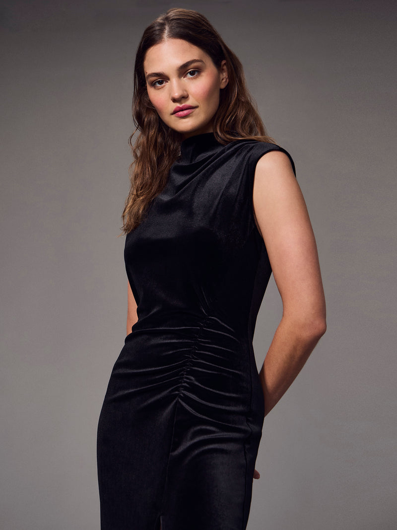 Modern Velvet Midi Dress Black alt 5
