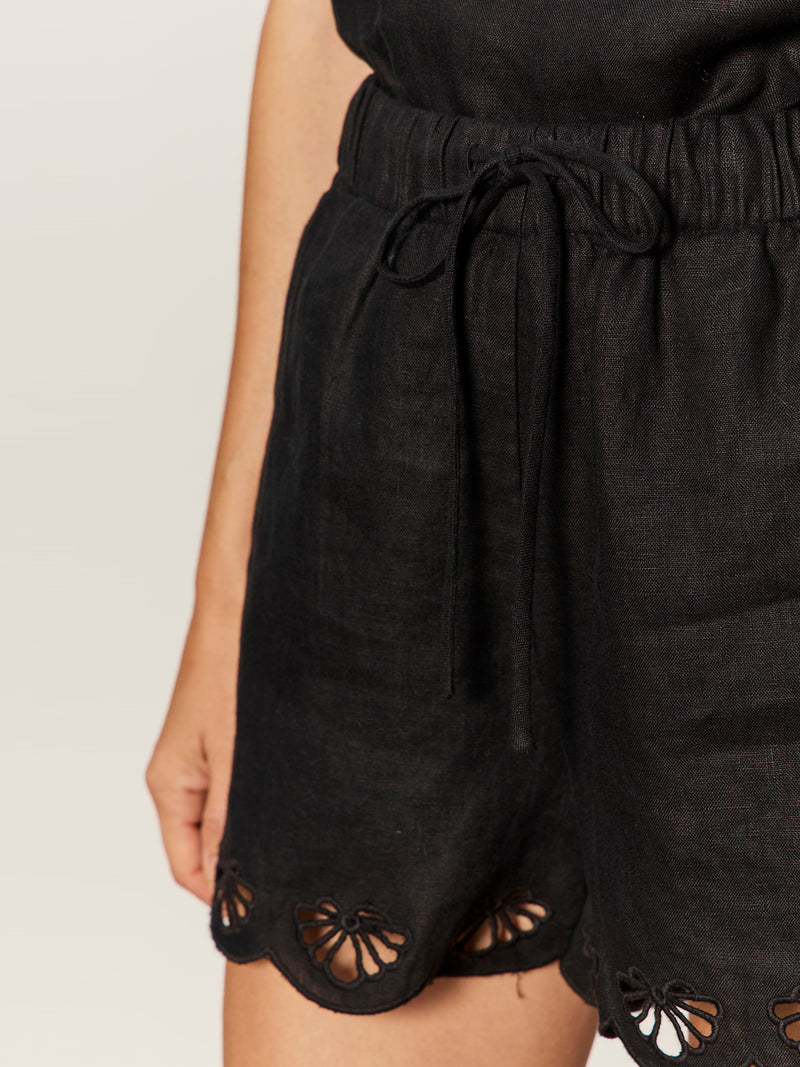 Almost There Linen Shorts Black alt 3
