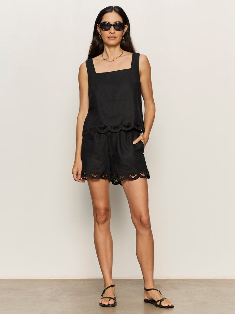 Almost There Linen Shorts Black alt 4