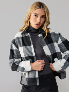 Cropped Boy Shirt Zip Up Jacket Checkmate
