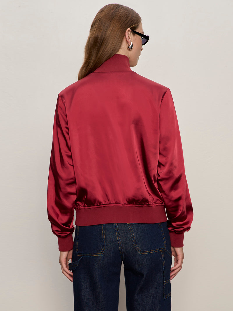 Satin Track Jacket Crimson alt 2