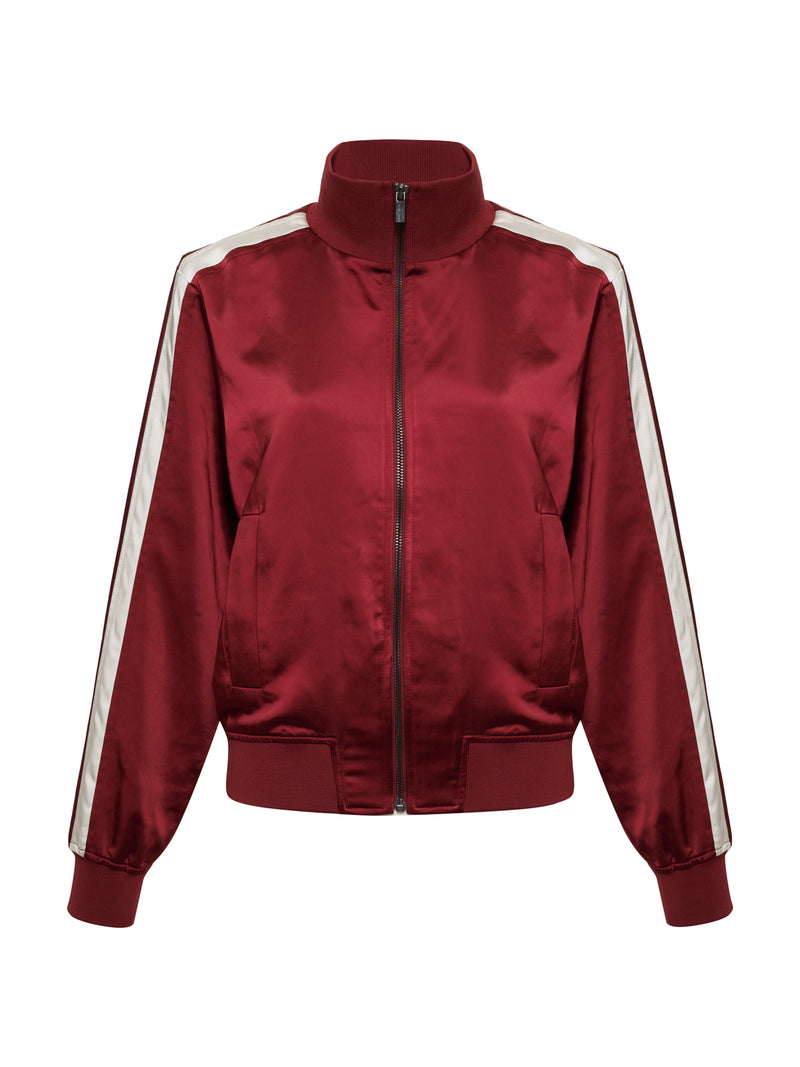 Satin Track Jacket Crimson Extended Sizing alt 5