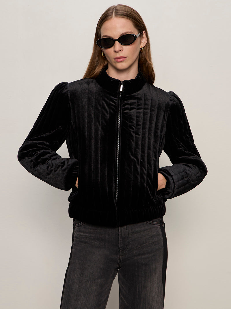 Quilted Velvet Jacket Black