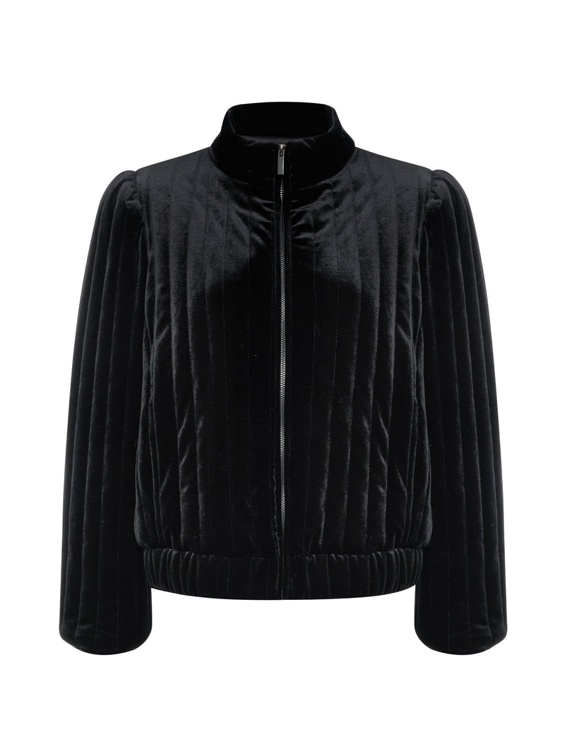 Quilted Velvet Jacket Black alt 6
