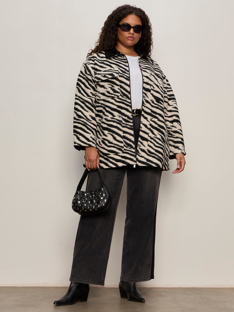 Soiree Barn Jacket Striking Zebra Extended Sizing alt 5