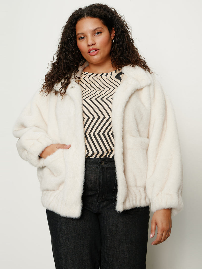 Coco Fur Jacket Almond Cream Extended Sizing