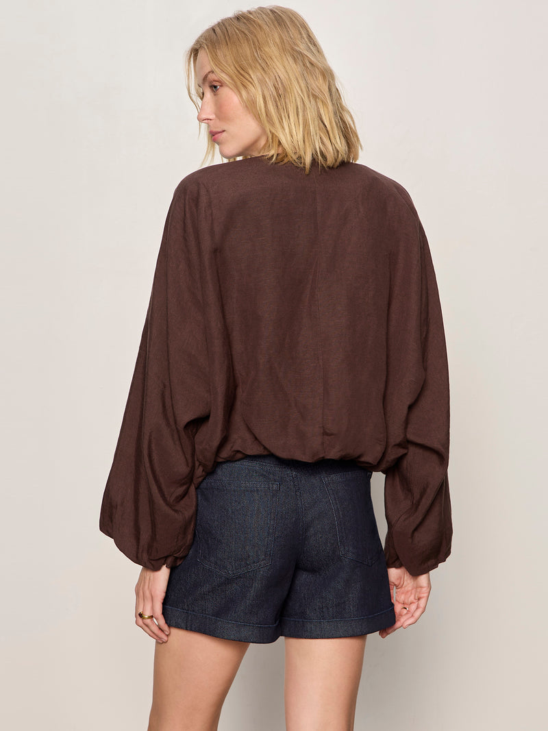 Linen Bubble Jacket Rich Soil alt 2