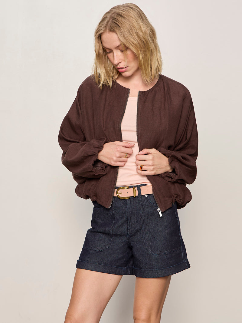 Linen Bubble Jacket Rich Soil